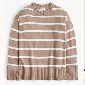 J crew heather mushroom ivory Wide-hem sweater